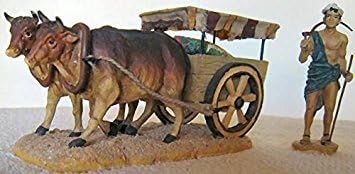 Department 56 Little Town of Bethlehem Merchant Cart Set of 2 - Brown Rustic Resin Tabletop Sculpture Set