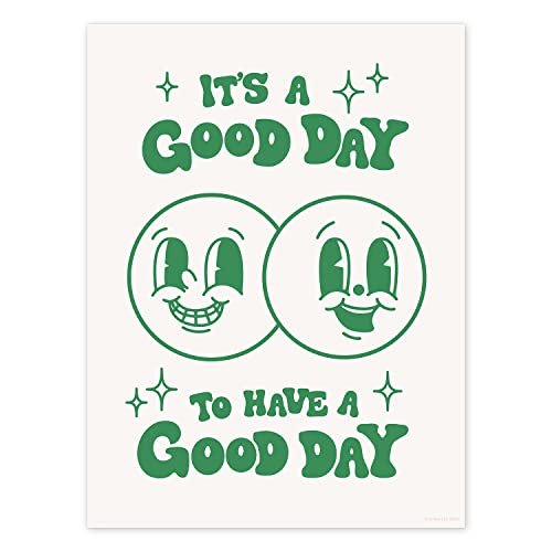 Retro Poster Wall Art Print, Retro Aesthetic Room Decor, 12x16 inch Poster, Positive Quote Have A Good Day Art Print, Green Vintage Nostalgia Poster