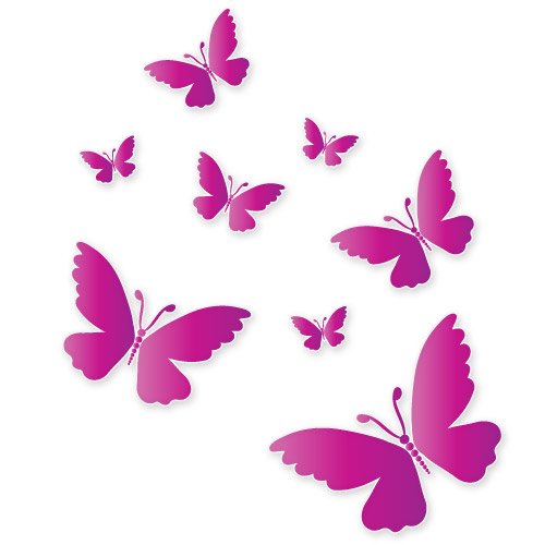 Pink Butterflies Beautiful Set of 8 Vinyl Stickers - Car Phone Helmet - Select Size