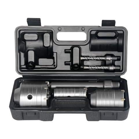 BINOTA Concrete Hole Saw Kit, Rotary Hammer Core Bit Hole Saw, with SDS Plus and SDS MAX Shank, for Concrete Cement Brick Wall Stone Masonry, Core bit Set 30 50 65 mm Cover