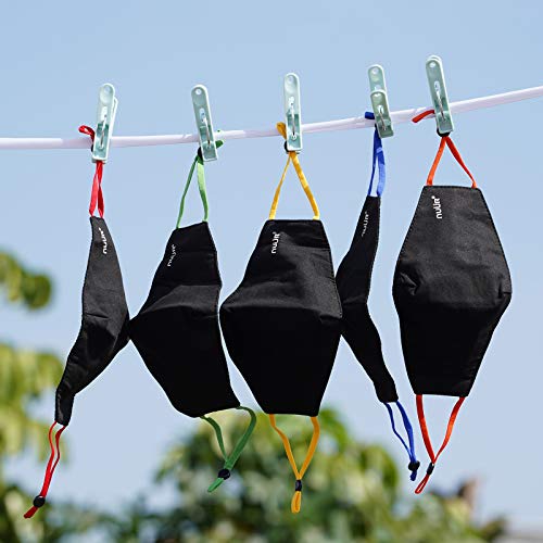 NUÜR Kids 100% Cotton Breathable Face Mask 5-Pack, Contrasting Adjustable Ear Loops, 3-Layer Protection, Soft, Machine Washable, Durable for Everyday Use