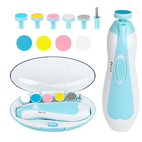 Image of Baby Nail Trimmer Electric, Safe Baby Nail File with Light and 6 Grinding Pads for Newborn Toddler Toes and Fingernails,Baby Nail Trimmer Infant Nail File Electric (Blue)