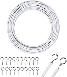 Net Curtain Wire 10M Curtain Wire White Curtain Wire with Curtain Hooks and Eyes Curtain Cable string Curtain Cord for Curtain Rod Hanging Curtain Clothes Net Curtain Fixings Bathroom Accessories