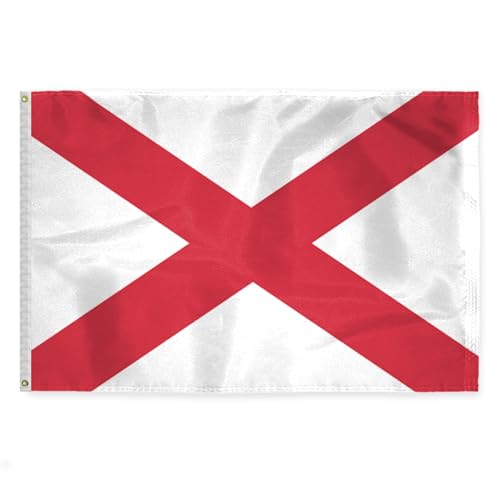 AGAS Small Alabama State Boat Flag 12x18 Inch - Single Ply Reverse Print on Back 200D Nylon 100% Bleed Through - Brass Grommets Fade Proof Vivid Colors - State of Alabama Nautical Flag for Boat or Car