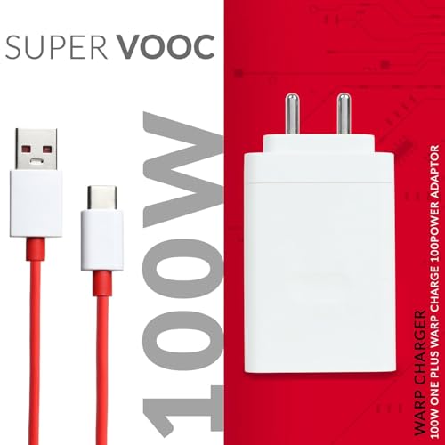 Image of Oneplus 100W Original Power Adapter with Type-C Cable Ultra-Fast Charger Compatible with One-Plus 12 /12R /11 /11R /10 /10R, Nord CE 3 Lite 5G, Nord 2T 5G, Nord CE 2 Lite 5G, Nord 5G Combo