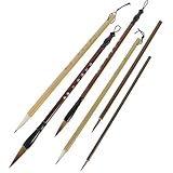 Amosfun Chinesisches Kalligraphiepinsel 6 Stück mit Holzgriff und Nylonborsten Vielseitiges Werkzeug für Anfänger Traditionelle Kalligraphie und Malerei im Klassischen Stil