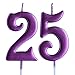 Pink 25th Birthday Candle, Number 25 Years Old Candles Cake Topper, Woman Party Decorations, Supplies