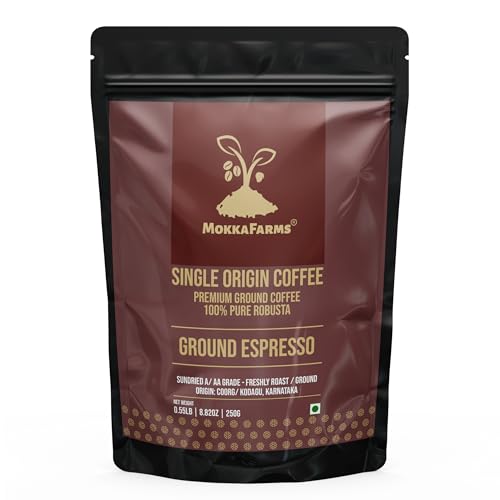 Image of MokkaFarms Premium 100% Robusta Coffee - Espresso - Medium Dark Roast | Fresh & Single Origin | Plantation A /AA Beans | Rich, Flavourful & Aromatic | One Way Valve Zip-Lock Bag
