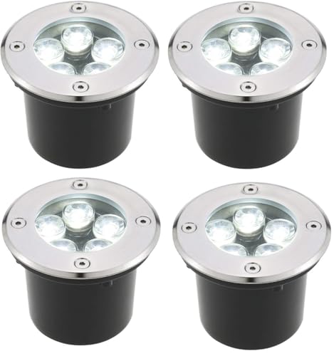 AntDau71® - 4 Pezzi Faretto a led segnapasso calpestabile da esterno viali sentieri giardino pavimento IP65 da incasso a terra luce calda 3000k - 220V (5 watt (12 x 9,5 cm))