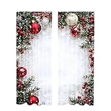 EIRZNGXQ 2-teiliges Set bedruckter Weihnachtsvorhänge mit Schneeflocken und Tannenzweigen, 2D-Flachdruck, rot, luxuriös, für die Wohnzimmerdekoration (100X220CM 1set)