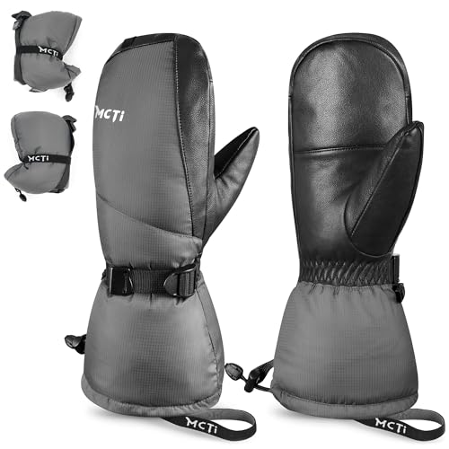 MCTi Ski Mittens Down Mittens Winter Cold Weather Waterproof Touch Screen Mitt for Men