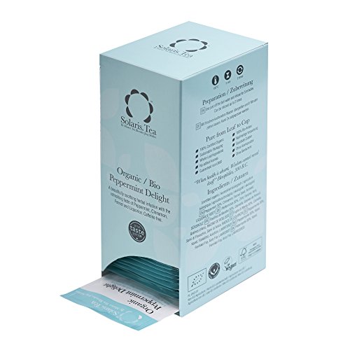Solaris Tea Organic Peppermint Delight, 40 Whole Leaf Stitched Silken Teabags