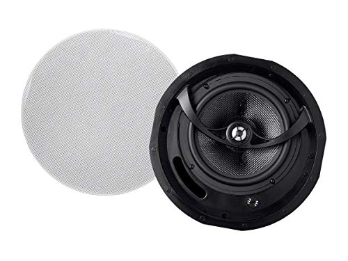 Image of Monoprice Alpha 2-Way Ceiling Speakers - 6.5 Inch (Pair) Carbon Fiber, Paintable Magnetic Grille, Louder with Less Power, Non Angled, 8 Inch,Black