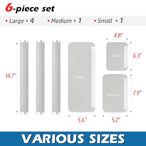 Rikzor Refrigerator Handle Covers, 6 PCS, Adjustable Appliance Handle Covers, Keep Your Kitchen Clean, Microwave Oven Stove Dishwasher Handle Protector, Non Slip Fridge Handle Cover (Pearl Gray)