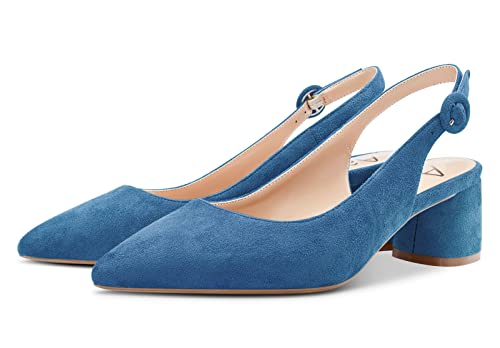 Aachcol Women Slingback Pumps Chunky Block Mid Low Heel Pointed Toe Ankle Strap Wedding Office Party Dress Shoes Cute 2 Inch4