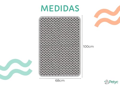 Tapete Coletor De Areia Higiênico Tamanho EXG 100x68 Cinza PETYC Caixa de Areia Para Gatos Anti Suje