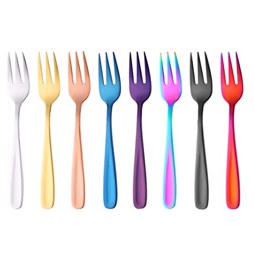 8pcs Stainless Steel Fruit Fork Stainless Steel Dessert Fork Stainless Steel Fork Food Forks Kitchen Gadgets Stainless Steel Cake Fork Home Tableware