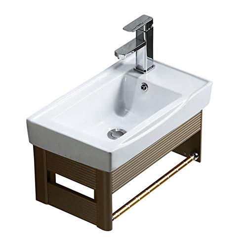 Lavabo évier intégré en céramique marron avec armoire de toilette