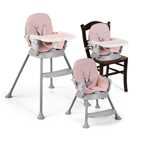 MS BabyWorld – Chaise haute à repas BELLY et SPOON – Convertible en rehausseur et en chaise | 3 en 1 | Chaise haute pliable avec siège rembourré |...