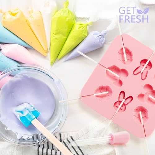 GET FRESH Kids Cooking Ice Cream and Candy Making Tool Set  8-PCS Silicone Lollipop Jelly Candy Gummy Ice Cream Moulds for Kids  Dino & Fruit Silicone Ice Cream Molds - Cooking Kit 3 4 5 6 7 8 Years