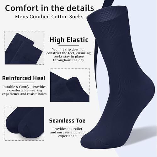 Men's Multi Color Dress Socks Multi Color Comfoy Crew Cotton Dress Socks for Men Wedding Business Size 8-132
