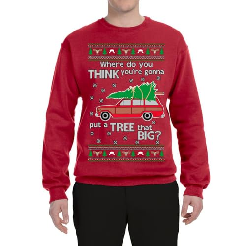 Wild Bobby Where Do You Think You're Gonna Put a Tree That Big Ugly Christmas Suéter unissex gola r