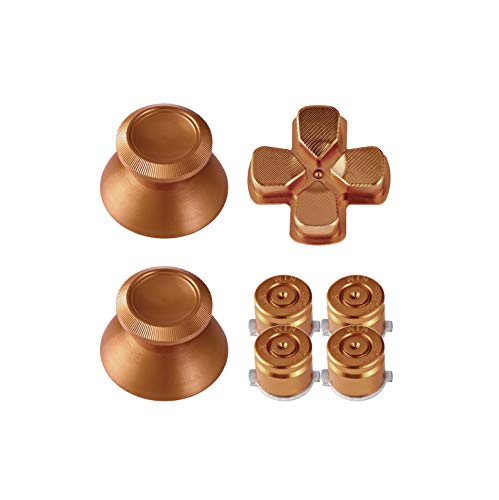 TOMSIN Metal Buttons for PS4 Controller, Aluminum Metal Thumbsticks Analog Grip & Bullet Buttons & D-pad (Bronze)