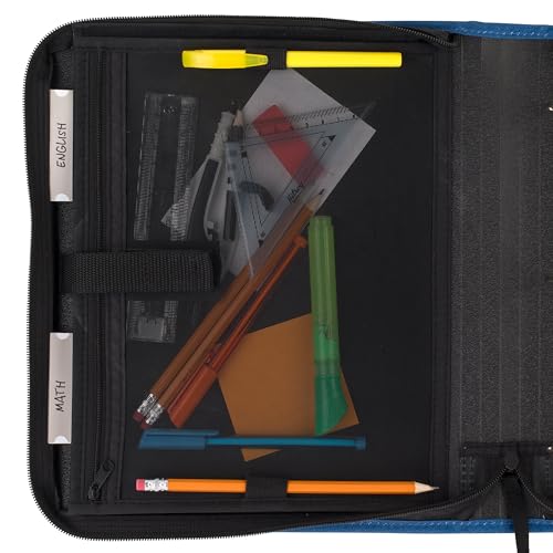 Five Star Zipper Binder, 1-1/2 Inch 3-Ring Binder with Round Rings, 3-Pocket Expanding File, 500 Sheet Capacity, Blue (72202)