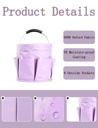 Image of Cleaning Caddy with Handle, for Cleaning Supplies Organizer Bucket | Foldable Storage Tote with 6 Pockets,17L Large Capacity Basket for Household Organizer,Laundry Room,Bathroom & Home