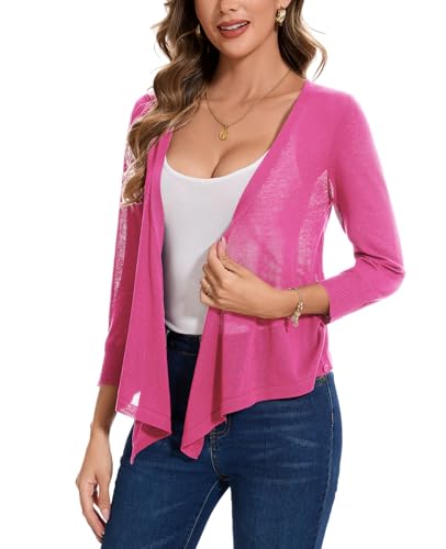 Image of MINTLIMIT Women's Tie Front Cardigan Casual 3 /4 Sleeve Bolero Shrug Knotted Lightweight Sheer Shrug Cardigan Sweater Top
