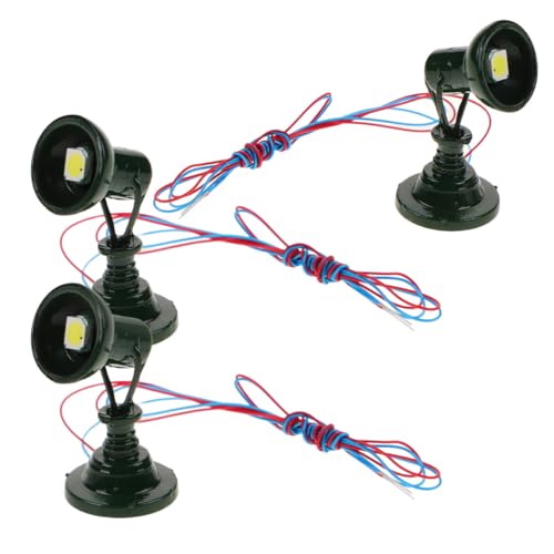 Healvian Set 3 Pezzi Lampade da Treno in Miniatura Verdi, Modello Lampione Stradale per Paesaggio Ferroviario e Diorami, Accessori Artigianali per Modellismo Ferroviario in Scala o