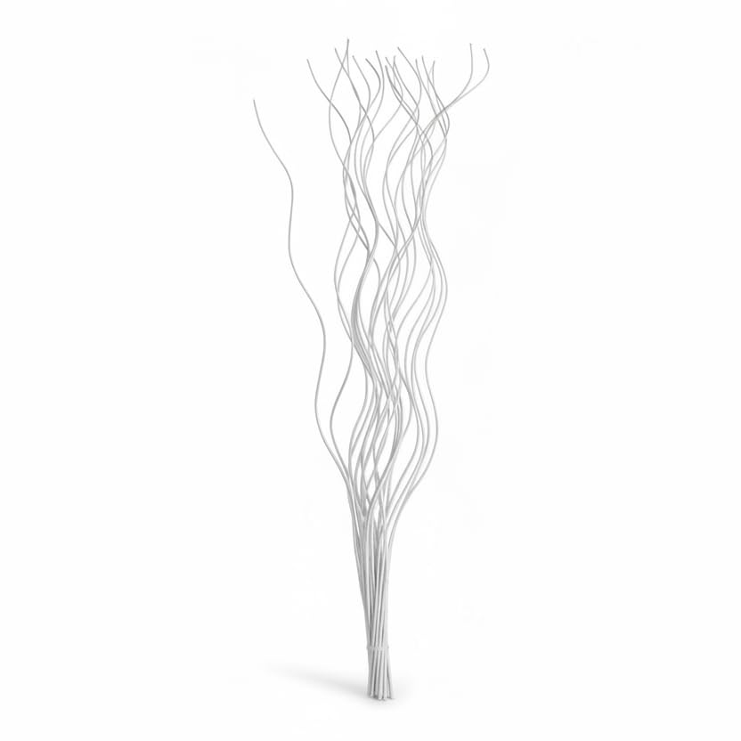 Homestreet Spiral Willow Twigs 85cm (34”) – 20 Decorative Natural Branches for Vase & Home Décor – Tall Tabletop & Floor Display – Multiple Colours Available (Silver)