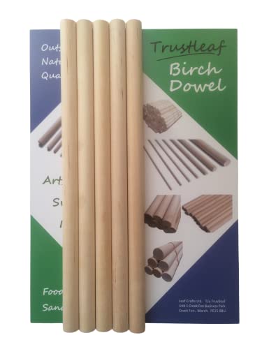 Trustleaf 16mm x 30cm Birch Hardwood Wooden Dowels (5 Dowels)