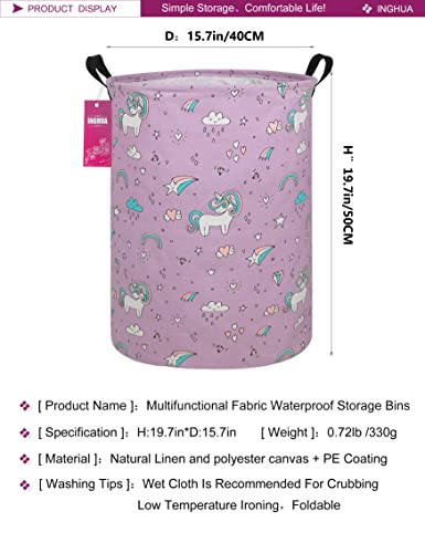 Image of Unicorn Laundry Hamper Large Canvas Fabric Storage Basket