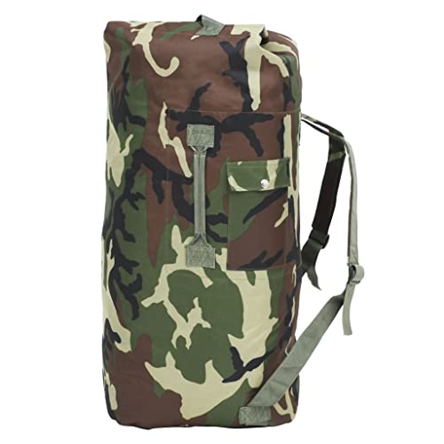 vidaXL Bolso de Lona Estilo Militar 85L Color Camuflaje Maleta Mochila Deporte Cover