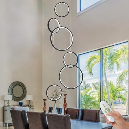 Lustre moderne noir pour salle à manger lumineuse et accueillante