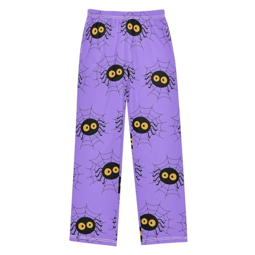 Spider on Purple Boys Pants Boys Athletic Pants Long Pant for Boywith Pockets Wide-Leg Size 6-14Y