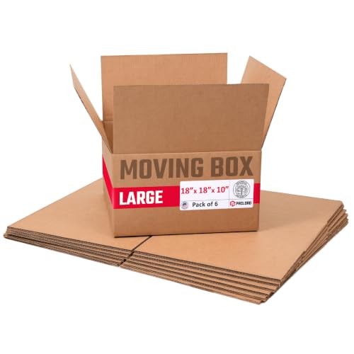 Image of Large Moving Cardboard Boxes 18 inchL x 18 inchW x 10 inchH (Pack of 6) - USA-Made Packing Boxes for Moving, Shipping, or Storage - USPS, UPS, FedEx Approved - Professional Packing Supplies