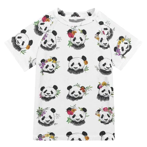 Art Panda White Bathing Suit Kids Sun Protection Rash Guard for Girls Swimwears Kids Polyester Shirts for Big Boy 7-8Y