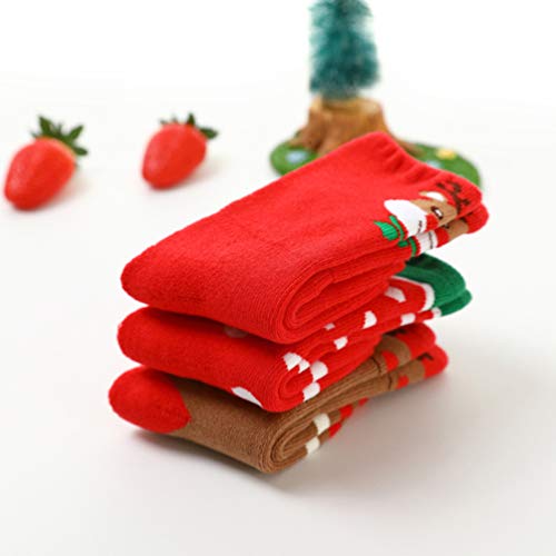 KESYOO 3 Pares de Meias de Natal para BebÃªs Feriado Quente AlgodÃ£o Engrossar Inverno Acolhedor Mei