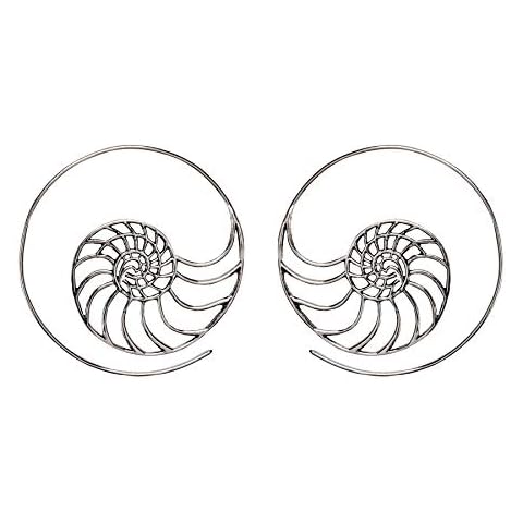 81stgeneration Women's Silver Tone Brass 45 mm Nautilus Shell Golden Ratio Spiral Threader Earrings Cover