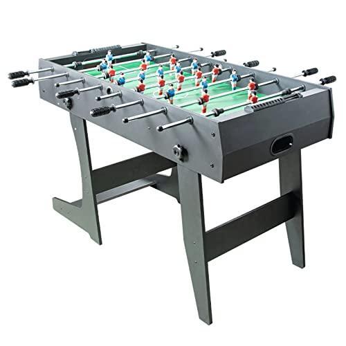 HUIBBGO Tischfußball-Fußballtisch, klappbar, 48 Zoll, freistehendes Tischfußballspiel, multifunktional für Erwachsene, Familienabende, Partys, Spielzimmer, Grau