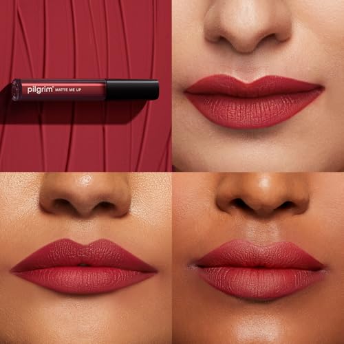 Image of Pilgrim Liquid Matte Lipstick -Red Revenge | Lipstick for Women with Hyaluronic Acid & Spanish Squalane | Transferproof, Long Lasting & Non Drying with Hydrating Ingredients 3gms