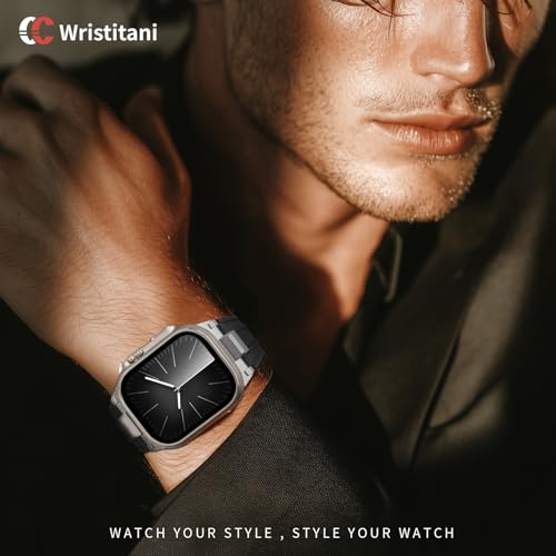 Image of Wristitani Leather Bands Compatible with Apple Watch Band 49mm 46mm 45mm 44mm for Men, Metal Connector & Genuine Leather Straps for iWatch Ultra3 /2 /1 SE3 /2 /1 Series 11 10 9 8 7 6 5 4 [NO Watch and Case]