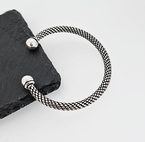 Mens Heavy 925 Sterling Silver Bangle Bracelet, Torque Silver Bangle Cuff for Men - Original Design Rope Torque Bangle3