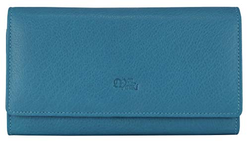 Image of Women's Top Grain Leather Wallet, RFID Blocking Bifold clutch, 17 Card Slots, Zip Pocket Organizer, Elegant Gift for Women - Birthday, Valentine, Anniversary - TURQUOISE