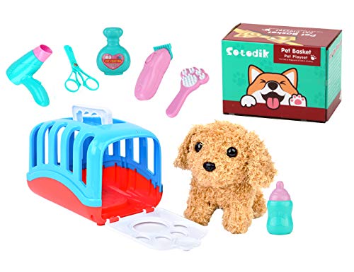 Sotodik おままごと お医者さんごっこ ペットケアセット 8点 ペット病院 おもちゃ 犬グルーミングキット ぬいぐるみ ワンちゃん カゴバック付き ペット美容院 知育玩具 想像力育ち ロールプレイ 女の子 男の子 ギフト 子供 プレゼントのサムネイル