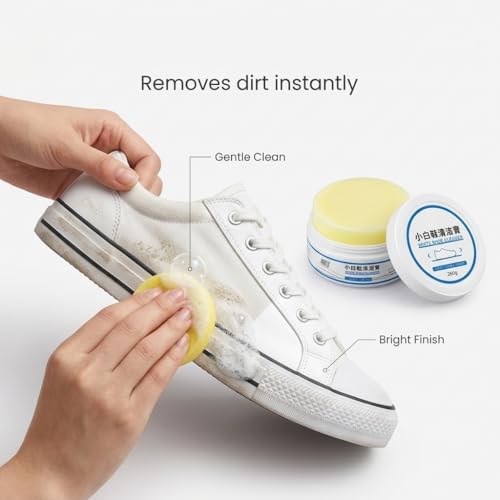 Image of White Shoe Cleaner Cream 260GM | Sneaker Cleaning & Whitening Cream for Sports Shoes, Canvas & Leather | Instant Stain Remover | Deep Cleaning Shoe Polish for White Sneakers