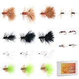 Ansnbo 18PCS Fly Fishing Flies Kit, Hand Tied Wet Woolly Bugger Fishing Fly Assortment for Trout Fly Fishing Lures Fishing Flys