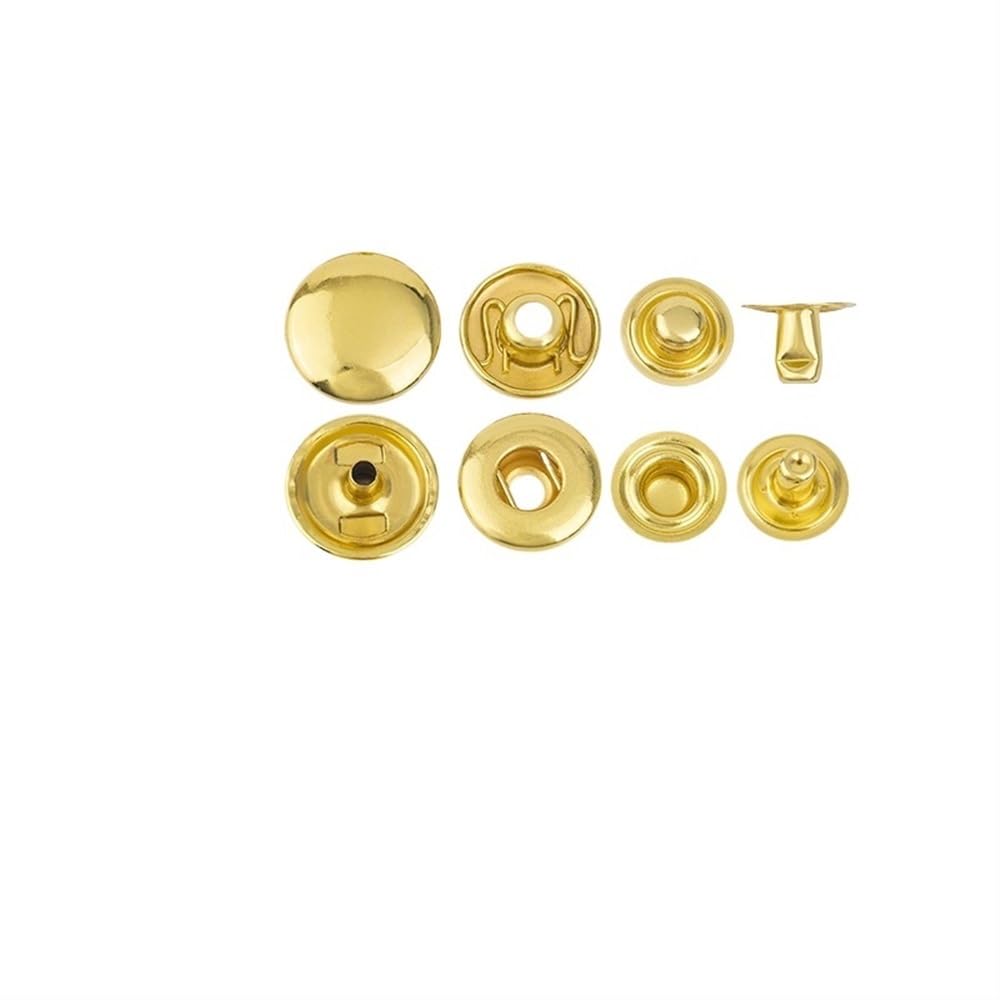 Juego de 100 cierres a presión de latón, Kit de botones a presión, tachuelas de presión de Metal DIY para cuero, ropa, chaquetas, bolsos (Color : Golden-100set, Size : 10mm-(665))